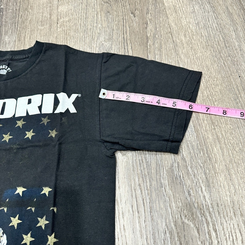 Authentic Jimi Hendrix Mens Small Black Graphic T-Shirt American Flag Rock Band - Picture 6 of 9